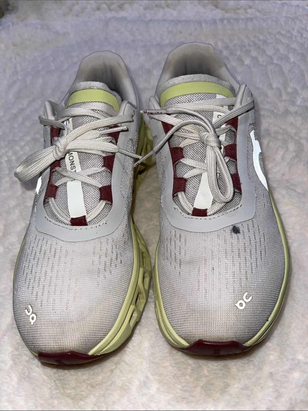 On Running Cloud Monster Lightweight Running Shoes - White & Lime